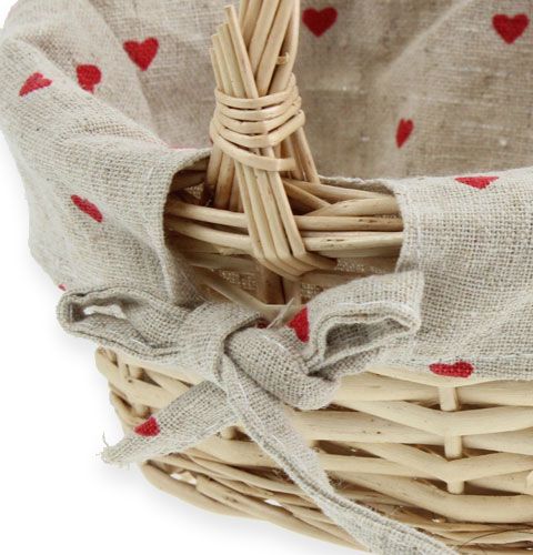 Floristik24 Panier en osier ovale avec incrustation de tissu 15,5 cm
