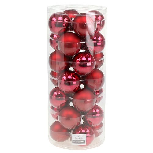 Article Verre boule de Noël Ø6cm rouge mix 24 pcs