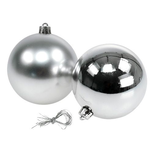 Floristik24 Boule de Noël argent Ø10cm 4pcs