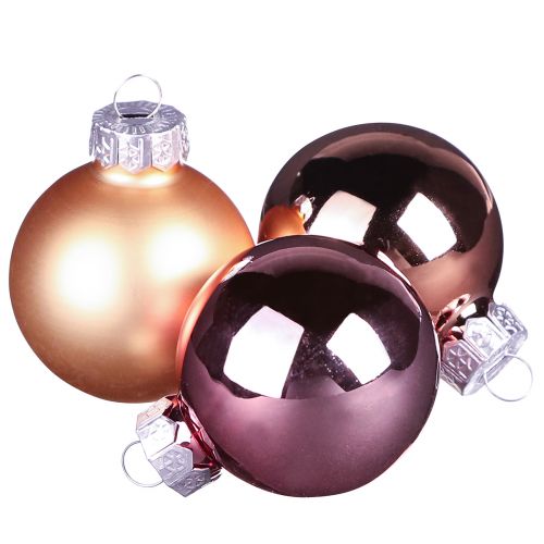 Article Boules de Noël mélange d&#39;abricots boules d&#39;arbre en verre Ø4cm 24 pcs