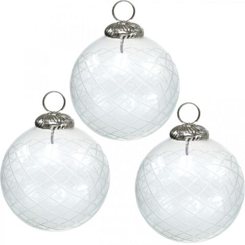 Article Boules de Noël verre clair boules de sapin de Noël Ø10cm 3pcs