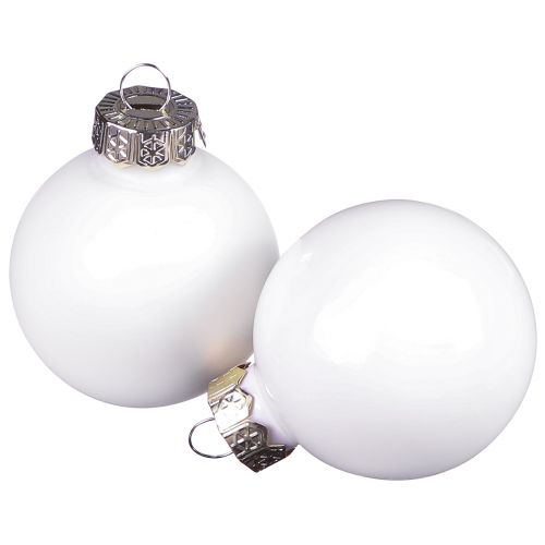 Boules de Noël en verre émaillé blanc mat Ø4cm 24 pcs