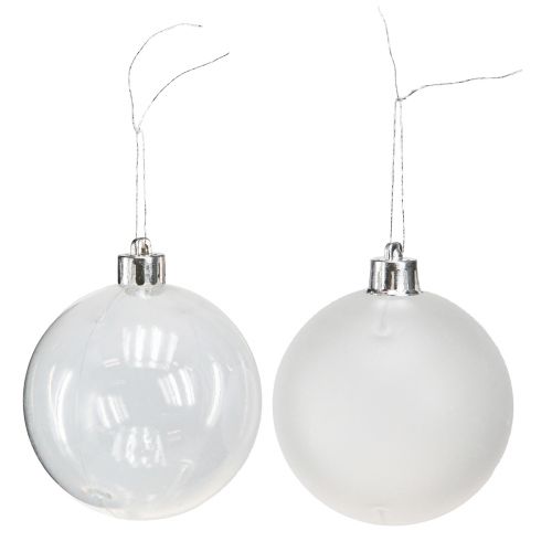 Article Boules de Noël plastique transparent laiteux Ø70mm 36pcs