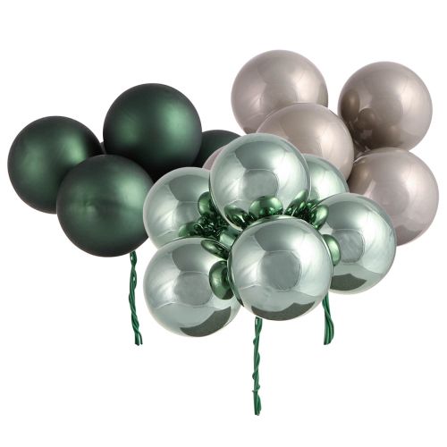 Floristik24 Boules de Noël sur fil en verre vert gris Ø40mm 32 pcs