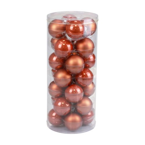 Article Boules de Noël en verre Boules de sapin de Noël rouge marron Ø6,5cm 24 pcs