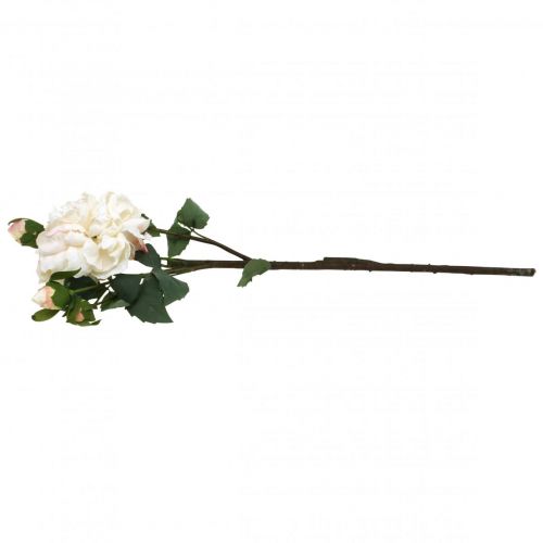 Article Roses blanches fleurs artificielles rose grande avec trois boutons 57cm