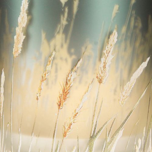 Article Lanterne décorative en verre avec motif d'herbe pour une ambiance chaleureuse, bleue, 8 cm, lot de 4.