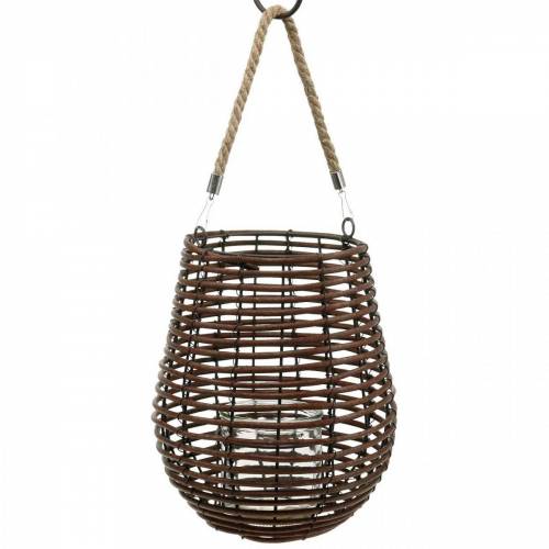 Article Lanterne décorative, décoration bougie avec anse, lanterne en panier Ø23cm H27cm