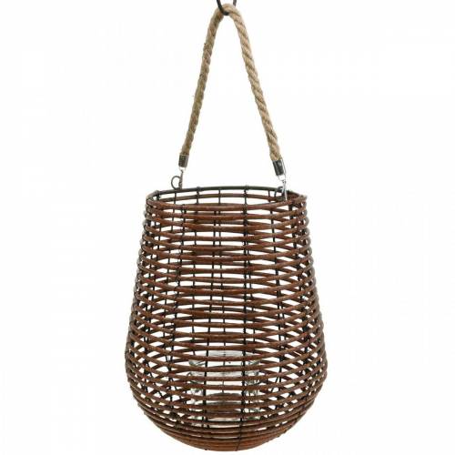 Article Bougie dans un panier, lanterne avec anse, décoration bougie, panier lanterne Ø24cm H34cm