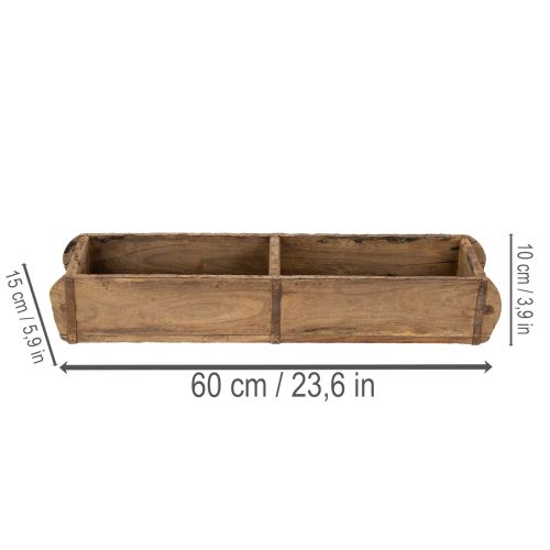 Article Plateau en bois à deux compartiments, forme brique authentique, idéal pour la maison ou le bureau, 60 cm