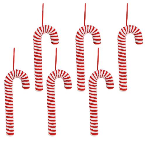 Article Décoration cannes de bonbon Noël rouge blanc polaire H22cm 6 pcs