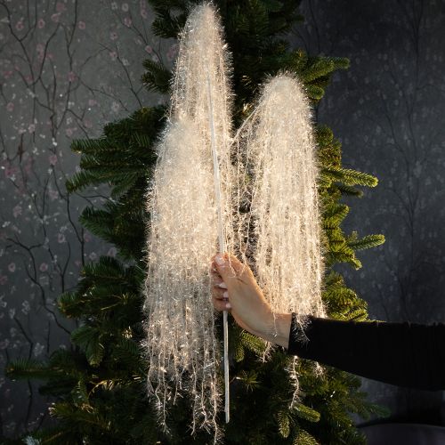 Article Branche d'hiver artificielle blanche à l'aspect givré et enneigé, 70 cm