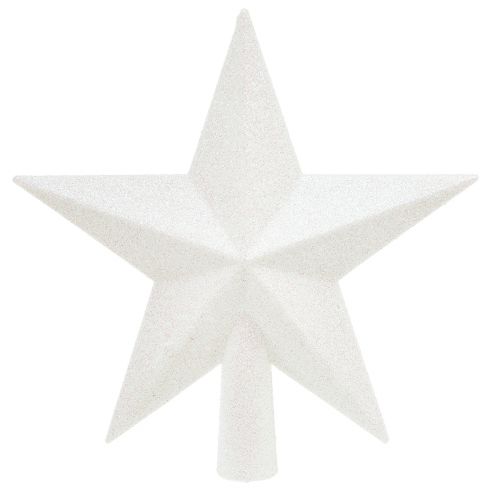 Article Cime de sapin blanche étincelante 19 cm - incassable et scintillante, parfaite pour des décorations de Noël élégantes