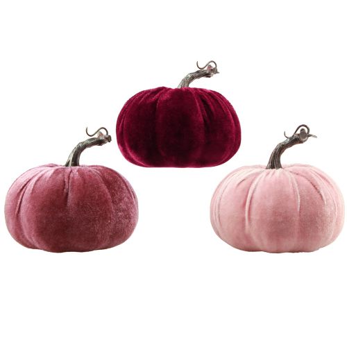 Article Citrouilles décoratives floquées rose bordeaux Ø13cm H11,5cm 3 pcs