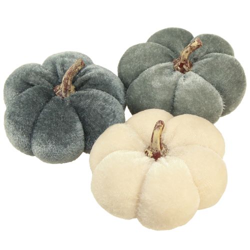 Tissu Décoratif Citrouilles Velouté Crème Gris Automne Ø7cm 9 pcs