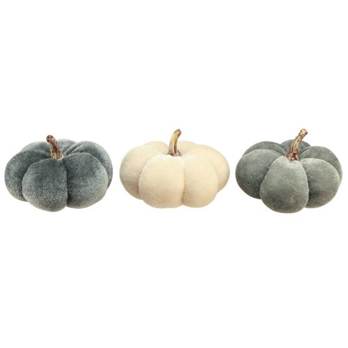 Article Tissu Décoratif Citrouilles Velouté Crème Gris Automne Ø7cm 9 pcs