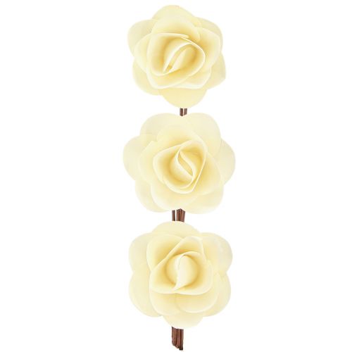 Article Roses décoratives roses artificielles crème roses en bois Ø7,5cm 12 pcs