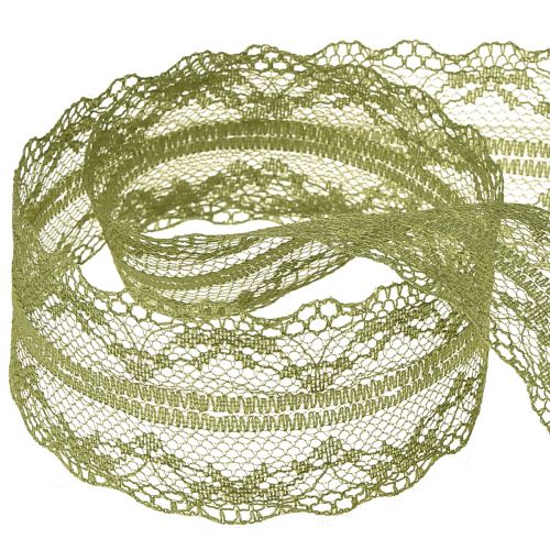 Article Ruban décoratif dentelle ruban dentelle vert mousse 40mm 20m