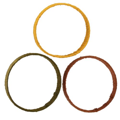 Article Anneau décoratif jute boucle jaune ocre marron 4cm Ø30cm 3pcs