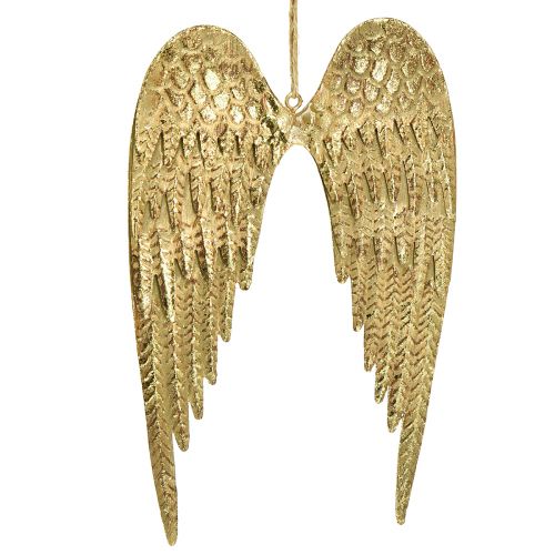 Ailes d&#39;ange à suspendre ailes en métal doré 12×19cm 2pcs