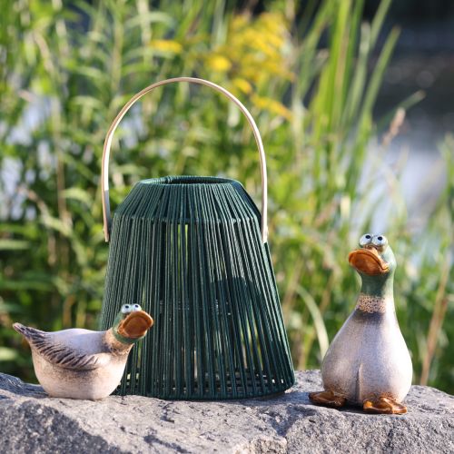 Article Canards déco céramique Marron Vert Canard assis 17,5cm 2pcs