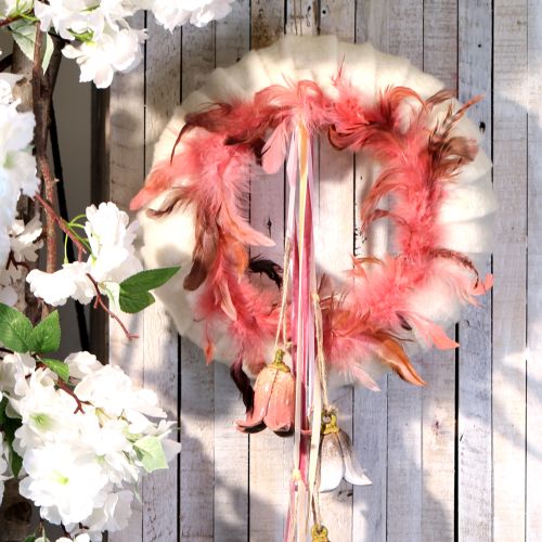 Article Couronne de plumes en décoration de plumes de faisan en rose Ø20cm 3pcs