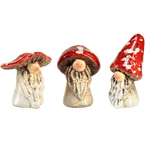 Figurines de gnomes de conte de fées en lot de 6 - rouge à pois blancs, 7,5 cm - décoration magique pour le jardin et la maison