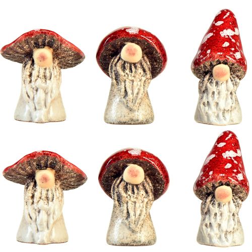 Article Figurines de gnomes de conte de fées – rouge à pois blancs, 7,5 cm – décoration magique pour le jardin et la maison – 6 pièces