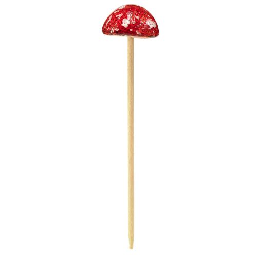 Article Champignons vénéneux sur bâton, rouge, 4 cm, lot de 6 - champignons de jardin décoratifs pour la décoration d&#39;automne
