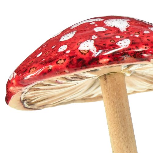 Article Champignons vénéneux sur bâton, rouges, 5,5 cm, lot de 6 - champignons d&#39;automne décoratifs pour le jardin et la maison