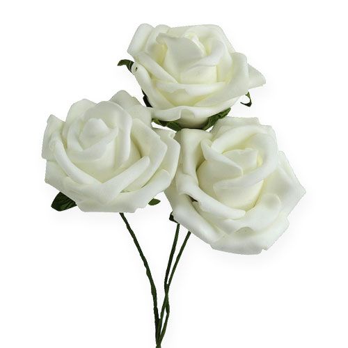 Floristik24 Rose en mousse Ø6cm blanche 27pcs