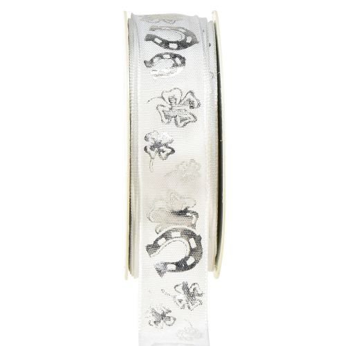 Article Ruban cadeau ruban décoratif argent blanc Réveillon du Nouvel An 25mm 18m