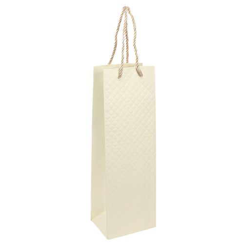 Floristik24 Sac cadeau pour bouteilles en papier crème 12×9×36cm 1 pièce