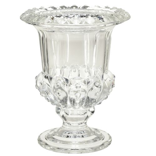 Vase vase en verre avec pied décor vintage clair Ø16cm H20cm