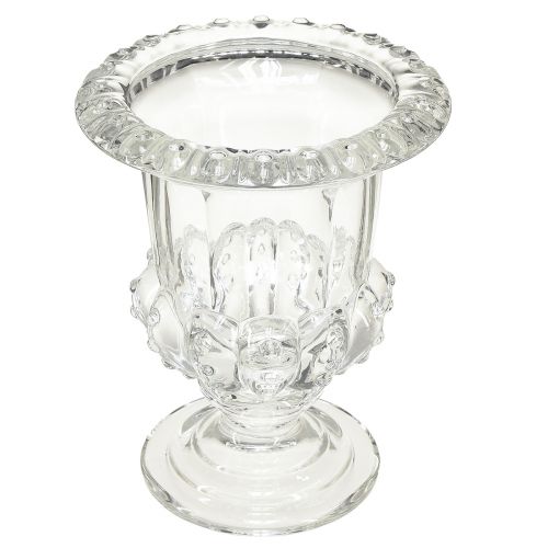 Article Vase vase en verre avec pied décor vintage clair Ø16cm H20cm