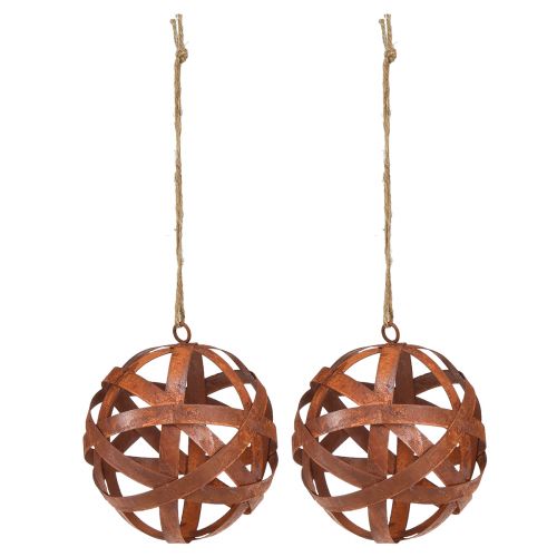 Article Boule en métal rouillé Ø15cm, 2 pièces - Boules de jardin décoratives pour votre décoration extérieure