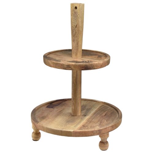 Floristik24 Présentoir à gâteaux 2 étages en bois de manguier Ø35cm/Ø24cm H51,5cm