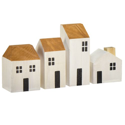 Article Maison en bois maisons décoratives bois blanc marron 4,5-8cm 4pcs