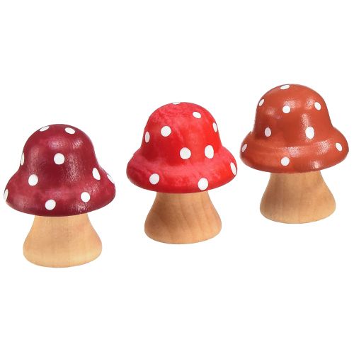 Champignons en bois Champignons décoratifs Mini tabourets en bois rouge orange 4 cm 12 pièces