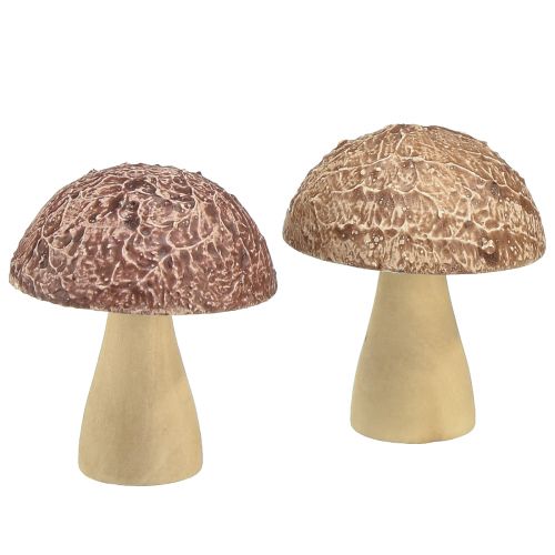 Champignons en bois champignons décoratifs décoration de table automne marron naturel 5×6cm 8pcs