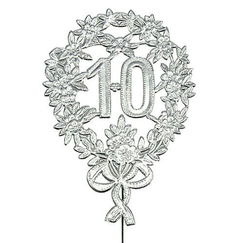 Anniversaire numéro 10 argent Ø8cm 10pcs