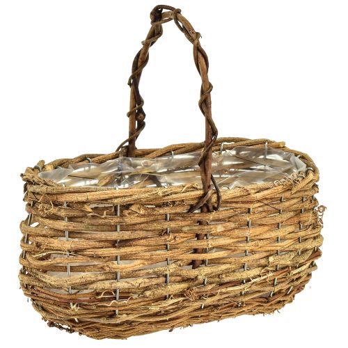 Floristik24 Panier à planter avec anse en vigne naturelle 25x14,5x24,5cm