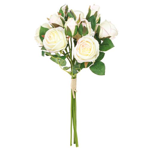 Roses artificielles bouquet de fleurs artificielles crème 36 cm 6 pièces × 2 volumes