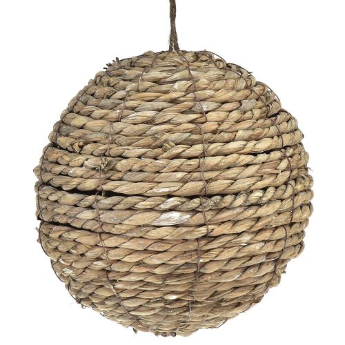 Floristik24 Boule décoration paille à suspendre gris lavé Ø20cm 2pcs