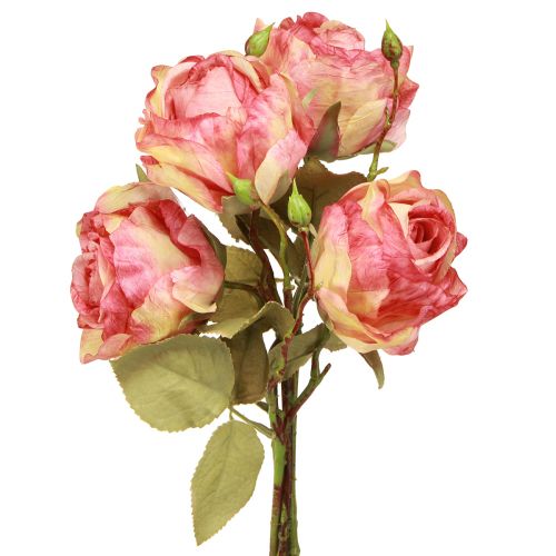 Floristik24 Roses artificielles roses décoratives roses avec boutons L44cm 4 pcs