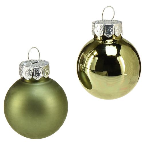 Mini boules de sapin de Noël verre vert mix Ø2,5cm 22pcs