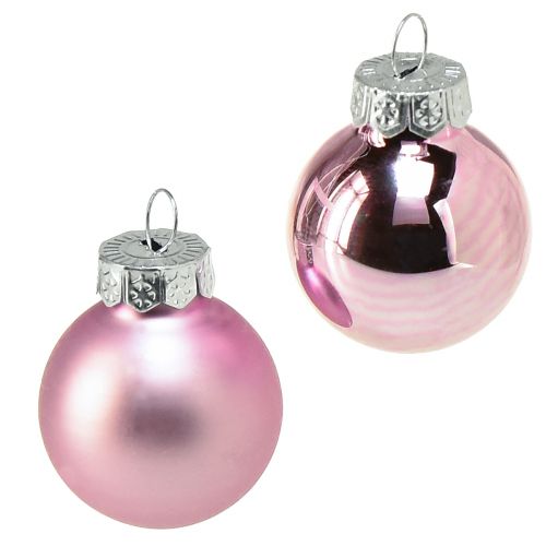 Mini boules de sapin de Noël en verre violet clair Ø2,5cm 22pcs