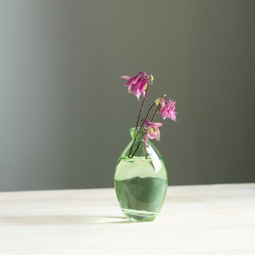 Article Mini vases en verre bulbeux teintés vert H12cm 6 pcs