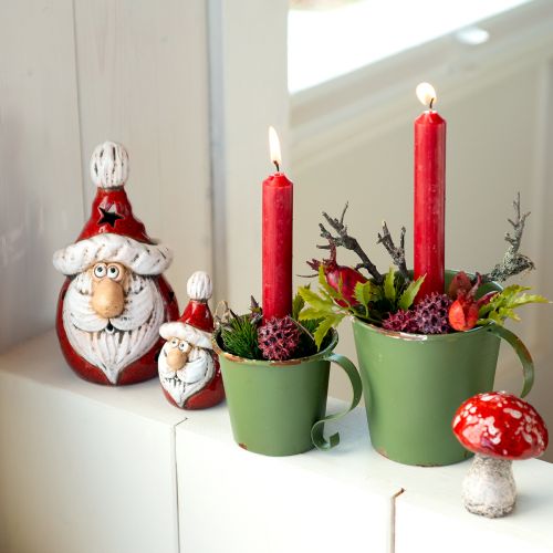 Jolie figurine de Père Noël en céramique, rouge et blanc, 10 cm - lot de 4, décoration de Noël parfaite