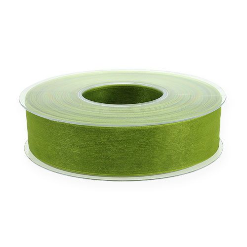 Article Ruban organza vert ruban cadeau tissé bord vert olive 25mm 50m